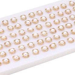 スクエア真鍮マイクロパヴェクリアキュービックジルコニアスタッドピアス  天然パールと  18KGP本金メッキ  11~12x11~12mm&nbsp;PEAR-N020-JY02