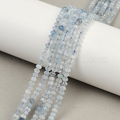 天然石アクアマリンビーズ連売り  グレードA  多面カット  ロンデル  4x3mm  穴：0.6mm  約126個/連  14.96''（38センチメートル）&nbsp;G-L587-B02-01-A
