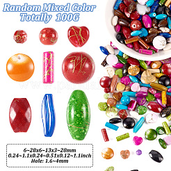 不透明天然石風アクリルビーズ 100g  混合図形  ミックスカラー  6~28x6~13x3~28mm  穴：1.6~4mm&nbsp;MACR-TA0001-53