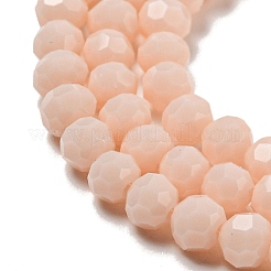 不透明ガラスビーズスタンド  ファセット（32ファセット）  ラウンド  桃パフ  3~3.5mm  穴：0.6mm  約163~166個/連  50~51cm&nbsp;EGLA-A035-P3mm-D05