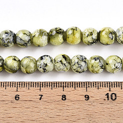 ペイントガラスビーズを焼く  ラウンド  黄緑  7.5~8mm  穴：1.2mm&nbsp;X1-DGLA-N003-8mm-A04