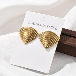 女性用304ステンレススチールスタッドピアス  三角形の殻の形  ゴールドカラー  25x30.5mm&nbsp;EJEW-K306-22G