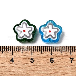手作りのガラスエナメルビーズ  手描きのビーズ  花  ミックスカラー  11.5x12~12.5x6.5mm  穴：1.2mm&nbsp;GLAA-K070-03