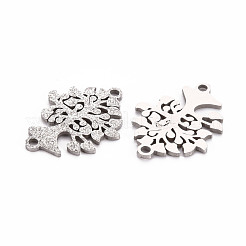変色しない201ステンレス鋼リンクコネクター  テクスチャ  レーザー切断  命の木  ステンレス鋼色  22.5x17x1mm  穴：1.6mm&nbsp;STAS-Q240-016P
