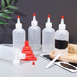 プラスチック目盛りスクイズボトル  赤い先端キャップ付き  ケチャップ用の丈夫なスプレーボトル  ソース  シロップ  ドレッシング  アート＆クラフト  ホワイト  5.3x12.5cm  容量：180ミリリットル&nbsp;AJEW-BC0001-02B