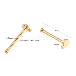 ハート 304 ステンレススチール ノーズスタッド  鼻骨リング  鼻ピアスジュエリー  ゴールドカラー  8.5mm  バーの長さ: 1/4