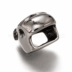 レトロ 304 ステンレススチール スライドチャーム  頭蓋骨の形  アンティークシルバー  13x10x9mm  穴：7.5x4mm&nbsp;STAS-L243-054AS