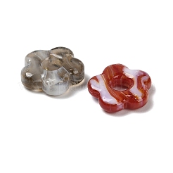 手作りランプワークヨーロピアンビーズ  大穴ビーズ  梅の花  ミックスカラー  15.5~16x15.5~16x3.5~4mm  穴：4.8mm&nbsp;LAMP-F039-01