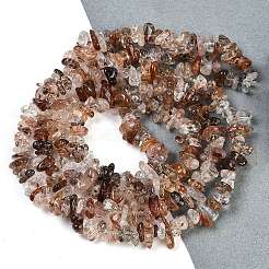 天然ブラックゴールドルチルクォーツビーズ連売り  チップ  6~12x1.5~6x4~7mm  穴：1mm  75~80cm&nbsp;X-G-G905-20