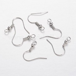 真鍮のピアスフック  水平ループ付き  プラチナ  18x19mm  穴：2mm  ピン：0.7mm&nbsp;LS-KK-F371-23P