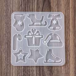 クリスマスペンダント DIY シリコン型  レジン型  UVレジン用  エポキシ樹脂工芸品作り  ホワイト  スター  125x121x5mm  内径：28~42x30~44mm&nbsp;LS-DIY-K073-19E
