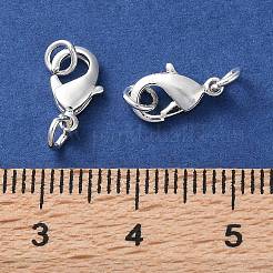 ラックメッキ真鍮カニカン  丸カン付き  長持ちメッキ  鉛フリー＆カドミウムフリー  銀  10x5.5x2mm  穴：2mm&nbsp;KK-F090-26S-01