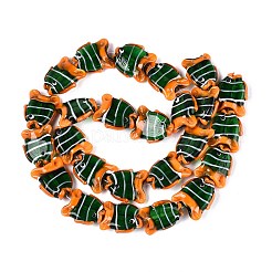 手作りランプワークビーズ  カクレクマノミ  濃い緑  20~21.5x17~18x8.5~9mm  穴：0.8~1mm&nbsp;LAMP-T021-34D