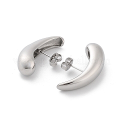 変色しない304ステンレススチールスタッドピアス  ティアドロップ  ステンレス鋼色  30x10mm&nbsp;EJEW-H115-18P