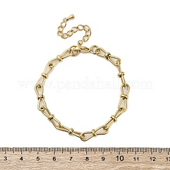 304ステンレススチール製蝶結びリンクチェーンブレスレット、男性用、女性用  14KGP本金メッキ  7-1/8インチ（18.1cm）&nbsp;BJEW-G725-04G