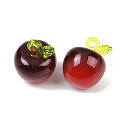 透明なアクリルパーツ  葉っぱ付き桜チャーム  暗赤色  26.5x20.5x21mm  穴：2.5mm&nbsp;LS-TACR-P014-01A