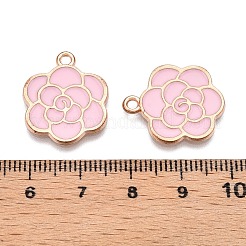 合金エナメルチャーム  ライトゴールド  鉛フリー＆カドミウムフリー  花のチャーム  ピンク  21x17.5x1.5mm  穴：1.8mm&nbsp;ENAM-T020-36B