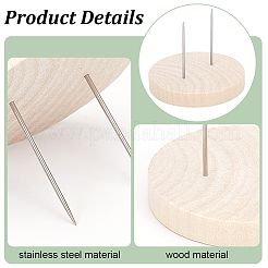 木製かぎ針編み人形ベースサポートラック  304ステンレスピン付き  フラットラウンド  4.95x3.9cm&nbsp;WOOD-WH0131-20B