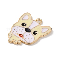 合金エナメルチャーム  犬  ライトゴールド  ライトゴールデンロッドイエロー  25x21.5x1.2mm  穴：2mm&nbsp;FIND-I047-01KCG-08