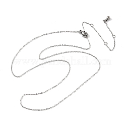 1mm 304 ステンレス ケーブル チェーン ネックレス  変色しない  ステンレス鋼色  17.20インチ（43.7cm）&nbsp;NJEW-T016-15P