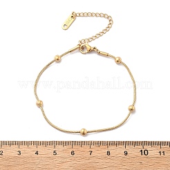 304ステンレススチールサテライトチェーンブレスレット女性用  ゴールドカラー  6-7/8インチ（17.5cm）  長い  エクステンダー：65mm&nbsp;BJEW-D337-01D-G