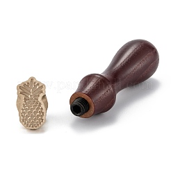 DIYスクラップブック  ウッドハンドル真鍮製シーリングスタンプワックス封蝋  パイナップルの模様  8.7cm  スタンプ：24.5x13.5x14mm  ハンドル：78x22mm&nbsp;AJEW-I063-13