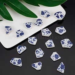 磁器モザイクタイ  家の装飾やdiyの工芸品  不規則な五角形  マリンブルー  23.5~64x18~44x5.5~6mm&nbsp;PORC-FH0001-01