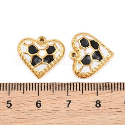 304ステンレスペンダント  フットボール柄のハートチャーム  ゴールドカラー  ブラック  15x16.5x3mm  穴：1mm&nbsp;SA-CBA275E-04G-01