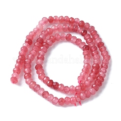 染め天然マレーシアジェイド翡翠ロンデルビーズ連売り  多面カット  サクランボ色  4x2~3mm  穴：1mm  約110~115個/連  14インチ&nbsp;G-E316-2x4mm-62