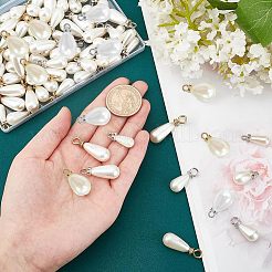 84個 7スタイル ABSプラスチック模造真珠ペンダント  DIYジュエリーアクセサリー  ティアドロップ  ミックスカラー  15~25x7.3~9.5mm  穴：3~4.5mm  12個/スタイル&nbsp;KY-CA0001-23