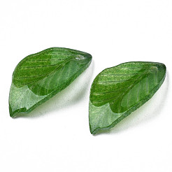 プラスチックチャーム  葉  グリーン  18x9x3mm  穴：1mm&nbsp;KY-N015-124