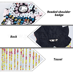 紹興オペラ衣装プラスチックラインストーンブローチ2個  洋服アクセサリー  カラフル  182x118x10mm&nbsp;JEWB-FH0001-81