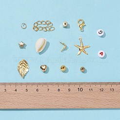DIYジュエリー作りの発見キット  ccbプラスチック＆absプラスチック＆天然タカラガイシェル＆アクリルビーズを含む  鉄のペンダント＆チェーンエクステンダー＆ボールチープ  合金の留め金  304ステンレススチール丸カン  ミックスカラー&nbsp;DIY-FS0002-86