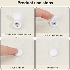プラスチック家具フェンスネジ穴プラグ  フリップトップキャップ付き  ラウンド  雪  13.5x5mm  穴：5.5mm  内径：10mm  200個/箱&nbsp;FIND-GF0006-50C
