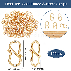 304ステンレススチールSフック留め具100個  18KGP本金メッキ  13x7x1mm&nbsp;STAS-BBC0003-04