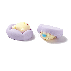 オペーク樹脂カボション  ベッドで寝ている子犬  レモンシフォン  19x21x8.5mm&nbsp;LS-RESI-G036-D01