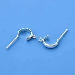 真鍮製スタッドピアスパーツ  925銀メッキ  925銀メッキ  13x3mm  ピン：0.8mm&nbsp;KK-WH20013-03S