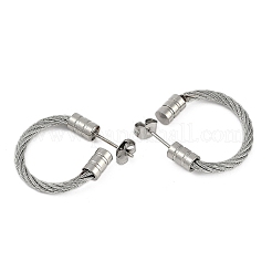 女性用304ステンレススチールツイストスタッドピアス  ステンレス鋼色  24.5x4.5mm&nbsp;EJEW-M023-04P