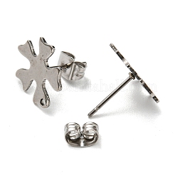 変色しない201ステンレススチールスタッドピアス  304ステンレスピン付き  花  ステンレス鋼色  13x13mm  穴：1mm  ピン：0.8mm&nbsp;STAS-B045-14P
