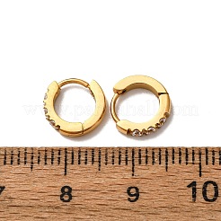 304ステンレススチール製クリアキュービックジルコニアフープピアス  316ステンレス鋼  イオンプレーティング（ip）  18KGP本金メッキ  9.5x2mm&nbsp;EJEW-D331-18A-G