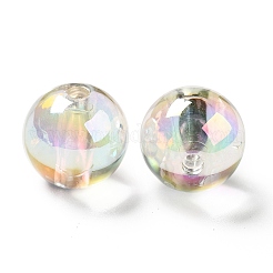 ツートン UV メッキ レインボー虹色アクリル ビーズ  二層ビーズ  ラウンド  ミックスカラー  15~15.5x15.5~16mm  穴：3~3.1mm&nbsp;TACR-D010-03A