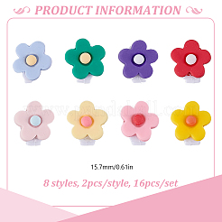 16個 8色の花の樹脂とプラスチックの靴紐バックルクリップ  ミックスカラー  15.7mm  2個/カラー&nbsp;HJEW-HY00150