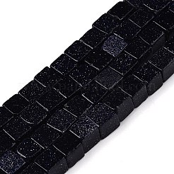 合成ブルーゴールドストーン青金砂石ビーズ連売り  キューブ  6~7x6~6.5x6~6.5mm  穴：1mm  約60~61個/連  15~15.366''（38.1~39センチメートル）&nbsp;G-T139-6x6-18B