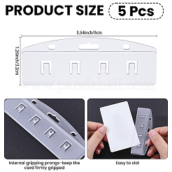 プラスチックIDカードホルダー5個  長方形  透明  90x32x4.5mm  穴：3.5~4x14mmと3.5x5mm&nbsp;OFST-CP0001-17