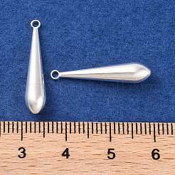 真鍮チャーム  鉛フリー＆カドミウムフリー  ティアドロップ  925銀メッキ  23x5x5mm  穴：1.4mm&nbsp;KK-U024-09A-S
