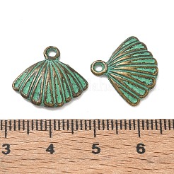 合金のチベット風チャーム  貝殻の形のチャーム  ミディアムシーグリーン  アンティークブロンズ  15x17x3mm  穴：1.6mm&nbsp;AL-CBA8ABC-04