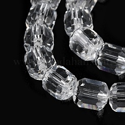 ガラスビーズ連売り  ファセットバレル  透明  7x6mm  穴：1mm  約78~79個/連  21.26~21.46インチ（54~54.5cm）&nbsp;GLAA-G112-01B