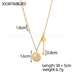 304ステンレススチール製ロッキングホースペンダントネックレス  シェルと  イオンプレーティング（ip）  18KGP本金メッキ  16.93インチ（43cm）&nbsp;STAS-OY007-64G