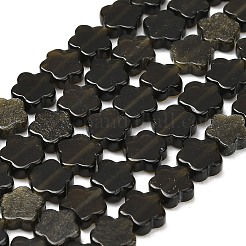 天然石ゴールデンシーンオブシディアンビーズ連売り  梅の花  6x6x2mm  穴：1mm  約65個/連  15.16''（38.5センチメートル）&nbsp;G-B138-C26-01