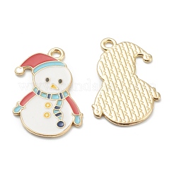 合金エナメルチャーム  クリスマスのために  ライトゴールドメッキ  クリスマス雪だるま  空色  25x16.5x1mm  穴：1mm&nbsp;ENAM-J649-35LG-A
